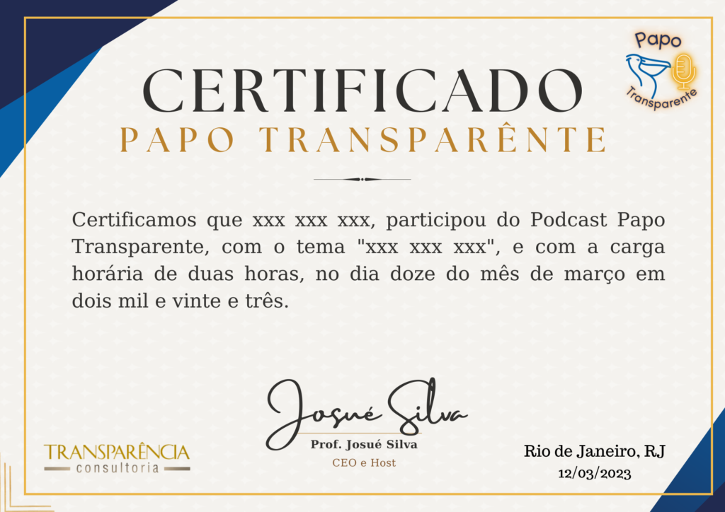 Certificado Papo Transparente